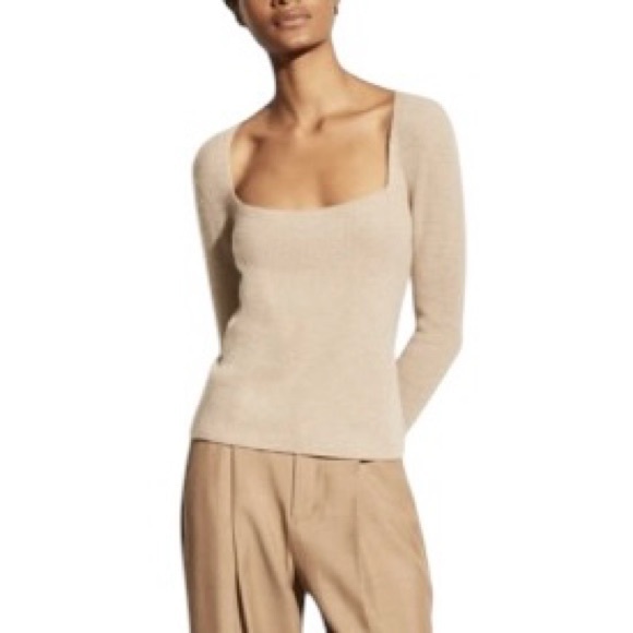 White House Black Market Shimmer Square Neck Knit Top - Picture 1 of 8